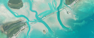 Spot On Fishing high resolution aerial satellite map displaying cuts for clear navigation in the Florida Keys.