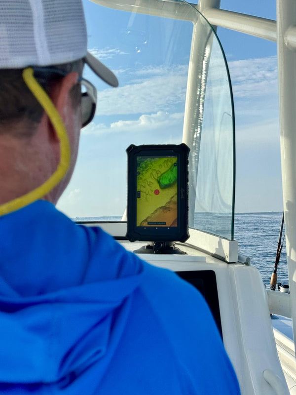 SpotOn Fishing Marine Android Tablet for Boats on Center Console Offshore Fishing Structure Map