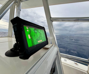 Hydros 7  Marine Android Tablet suction mount on boat miami sword grounds