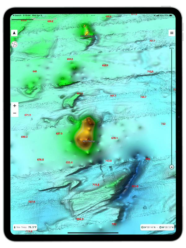 SpotOn Fishing Structure Map Florida Keys Marathon Hump 409 Hump on iPad